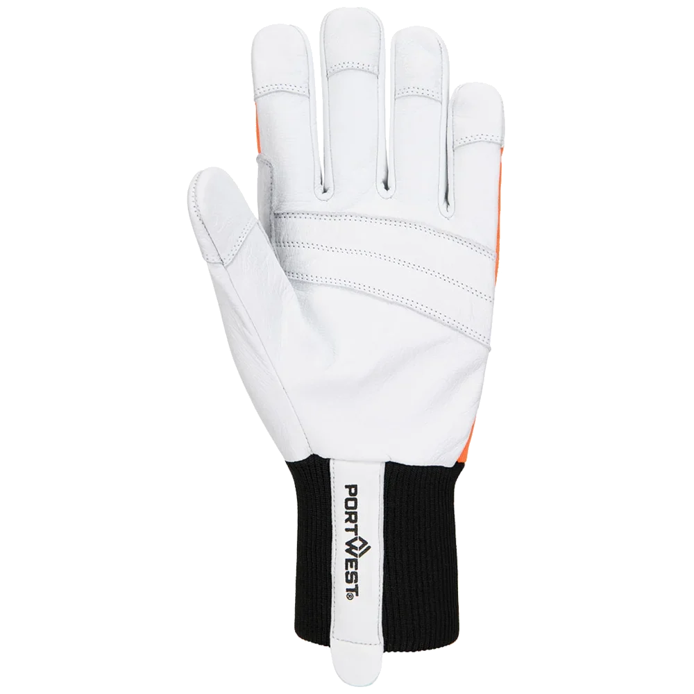 Portwest A291 Chainsaw 150 Goat Leather Glove Class 1 - Orange, back view