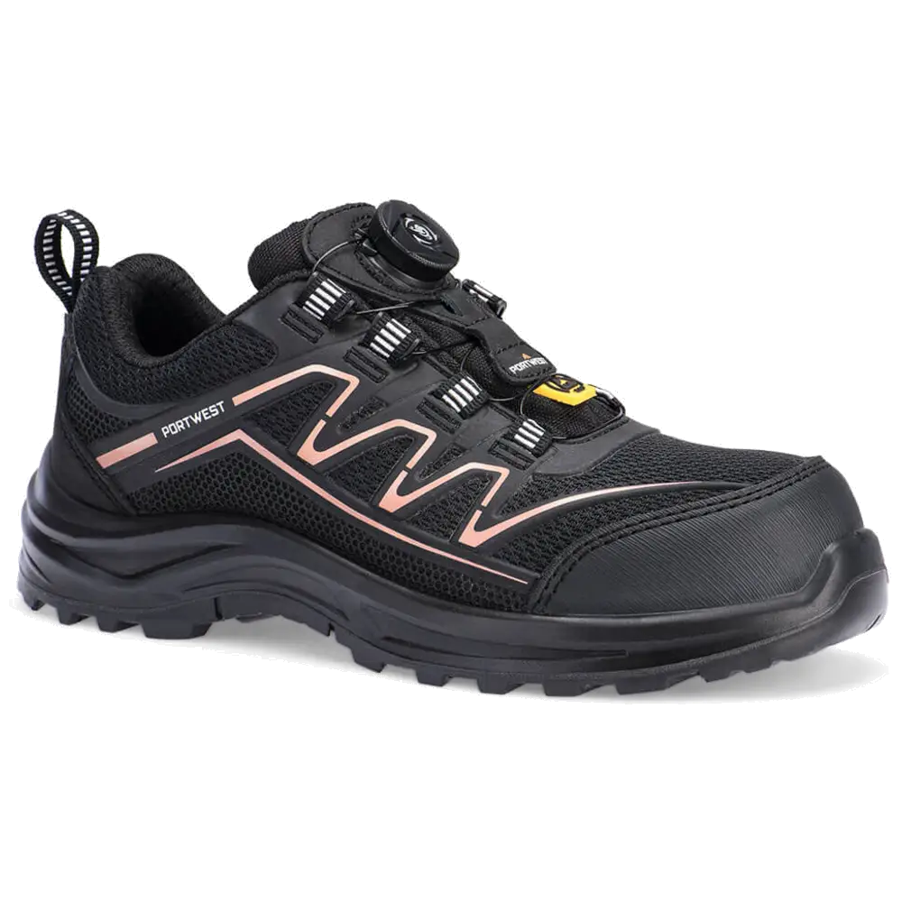 Portwest Composite Women's Trainer S1PS FT34 - Black/Rose, side view