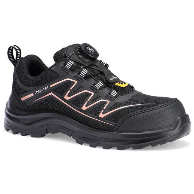 Portwest Composite Women's Trainer S1PS FT34 - Black/Rose, side view