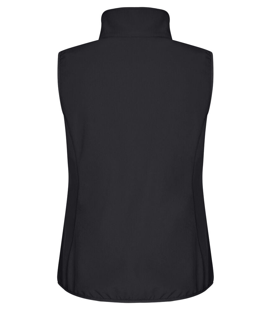 Clique Classic Softshell Vest Dames zwart achterkant