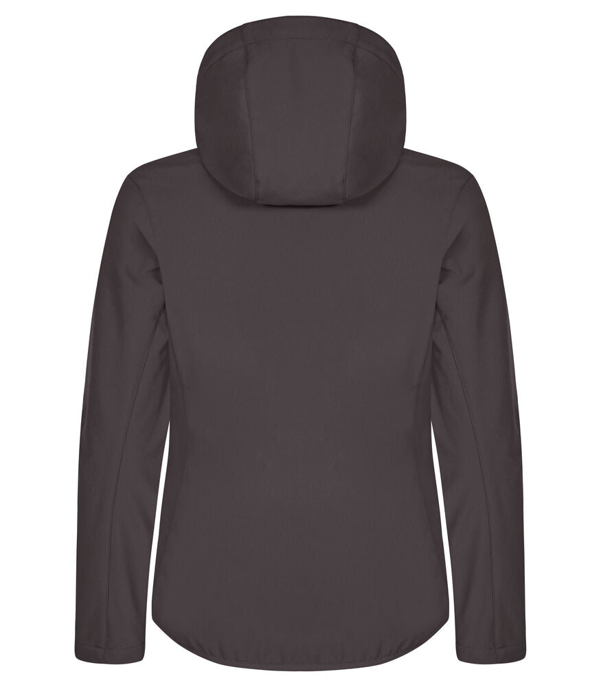 Clique Classic Softshell Hoody Jacket Dames donkergrijs achterkant