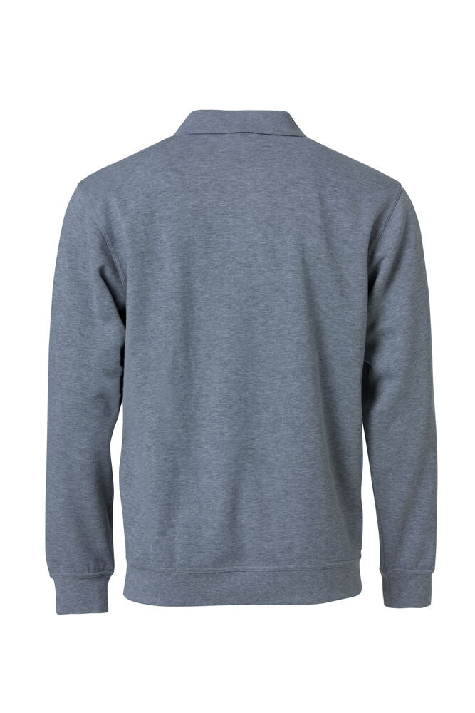 Clique Basic Polo Sweater grijsmelange achterkant