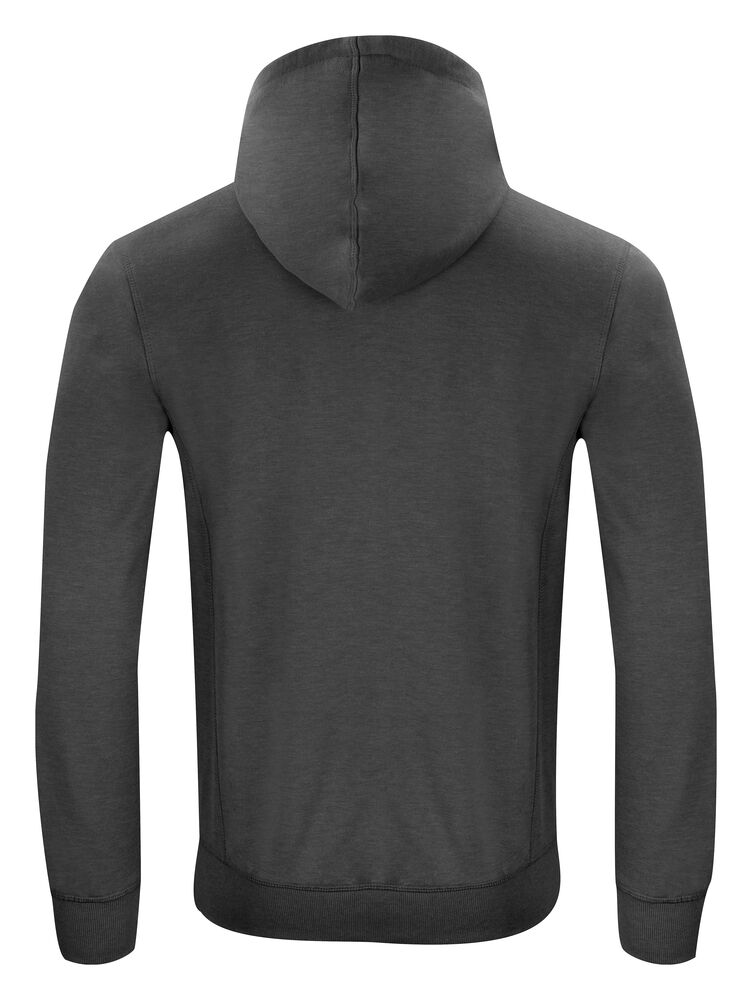Clique Classic Hoody Full Zip Heren antraciet melange achterkant