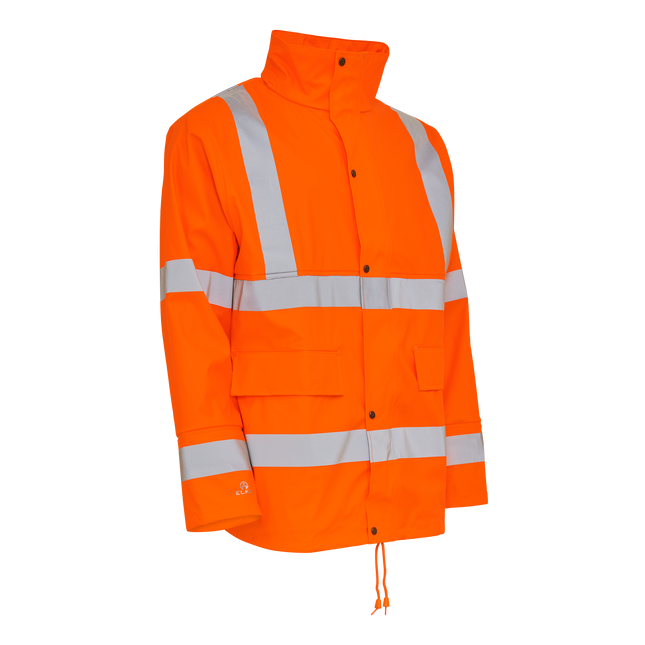 Dry Zone Visible PU Rain Jacket Hi-Vis with Reflective Stripes