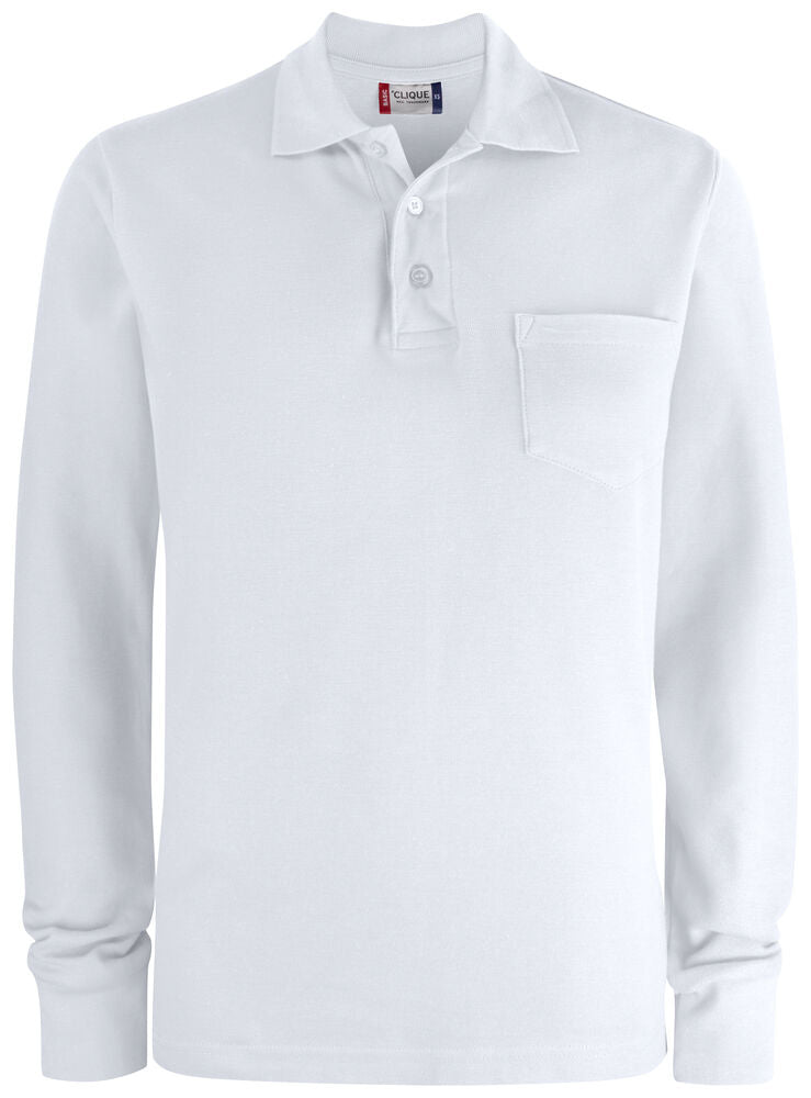 Clique Basic Polo L/S Pocket wit