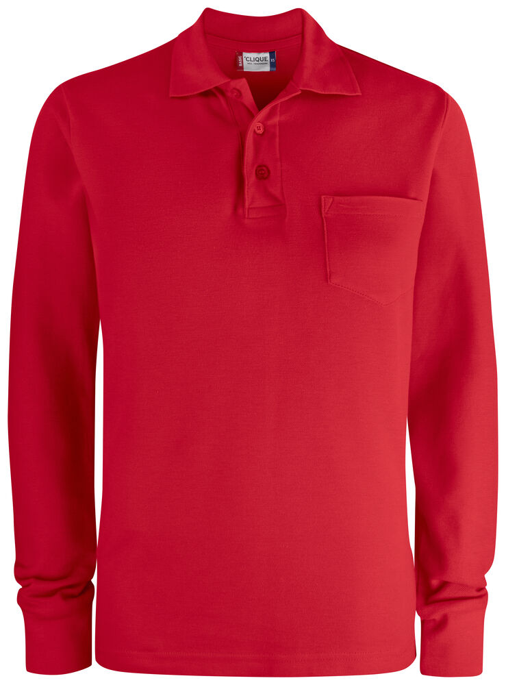 Clique Basic Polo L/S Pocket rood