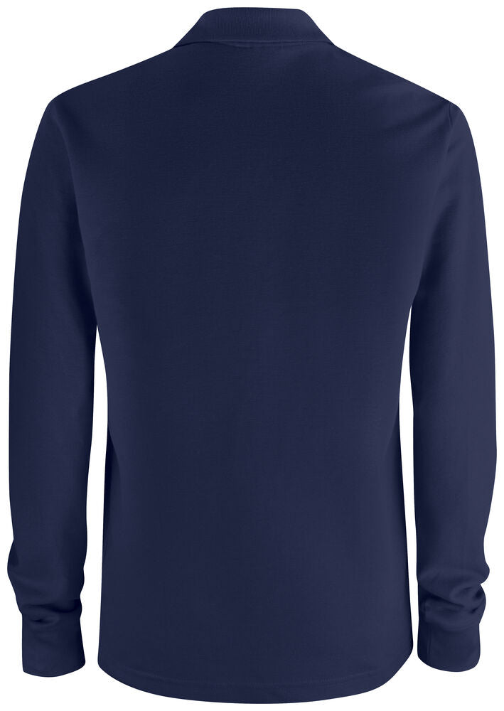 Clique Basic Polo L/S Pocket dark navy achterkant