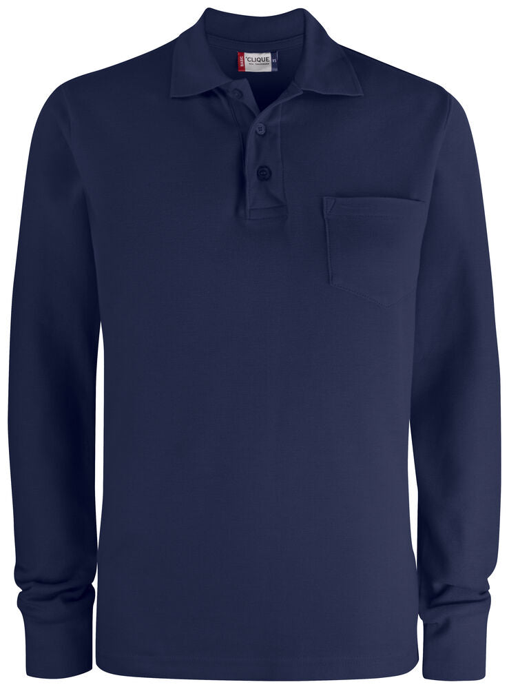 Clique Basic Polo L/S Pocket dark navy