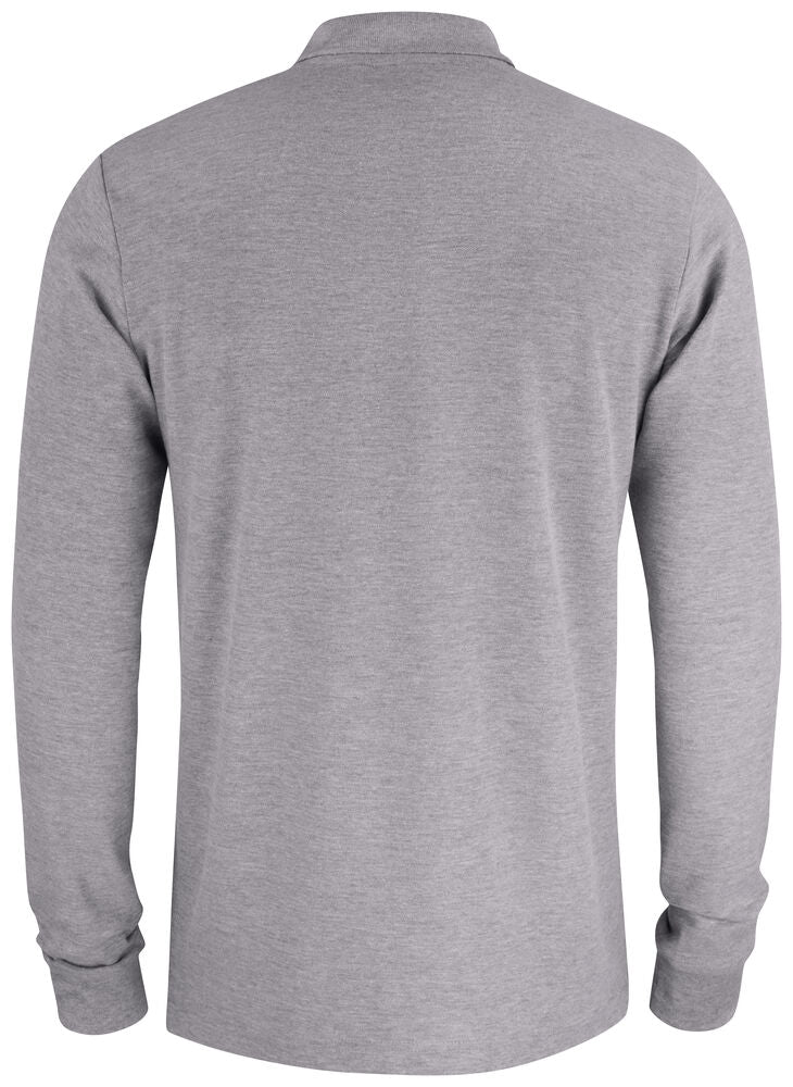 Clique Basic Polo L/S Pocket grijsmelange achterkant