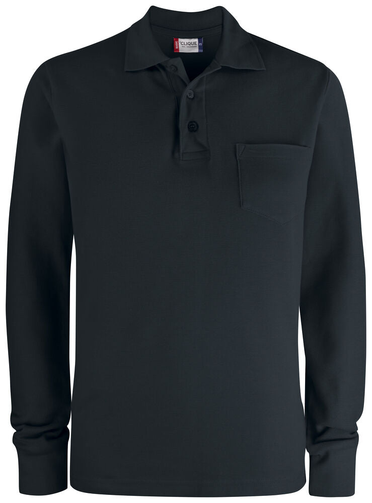 Clique Basic Polo L/S Pocket zwart