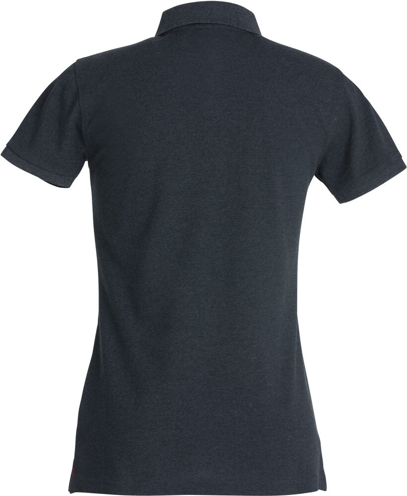 Clique Stretch Premium Polo Dames antraciet melange achterkant