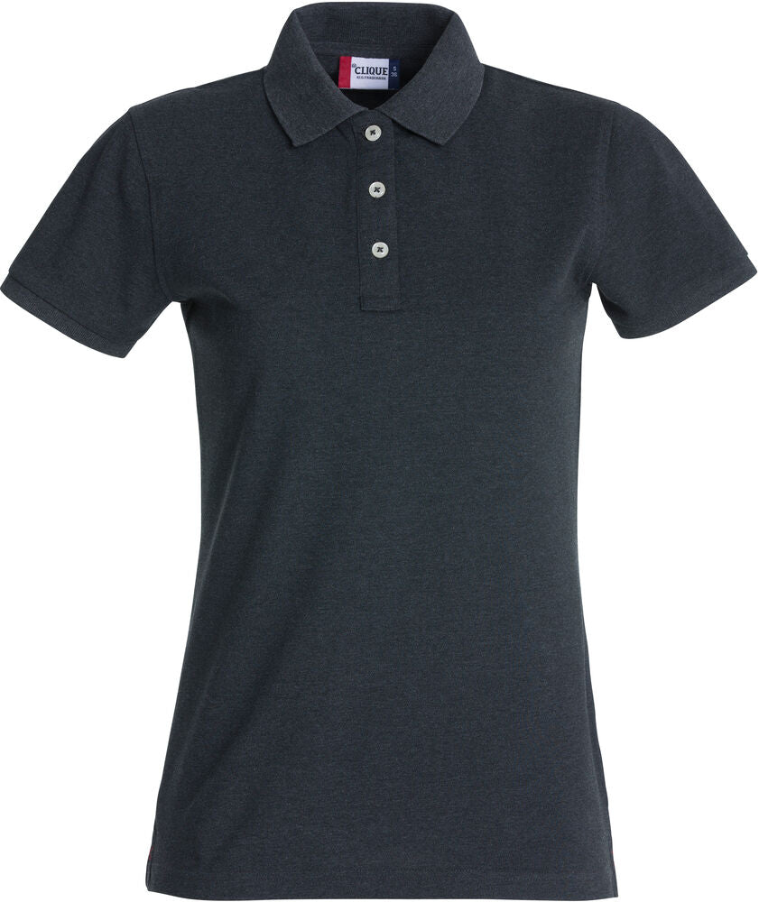 Clique Stretch Premium Polo Dames antraciet melange