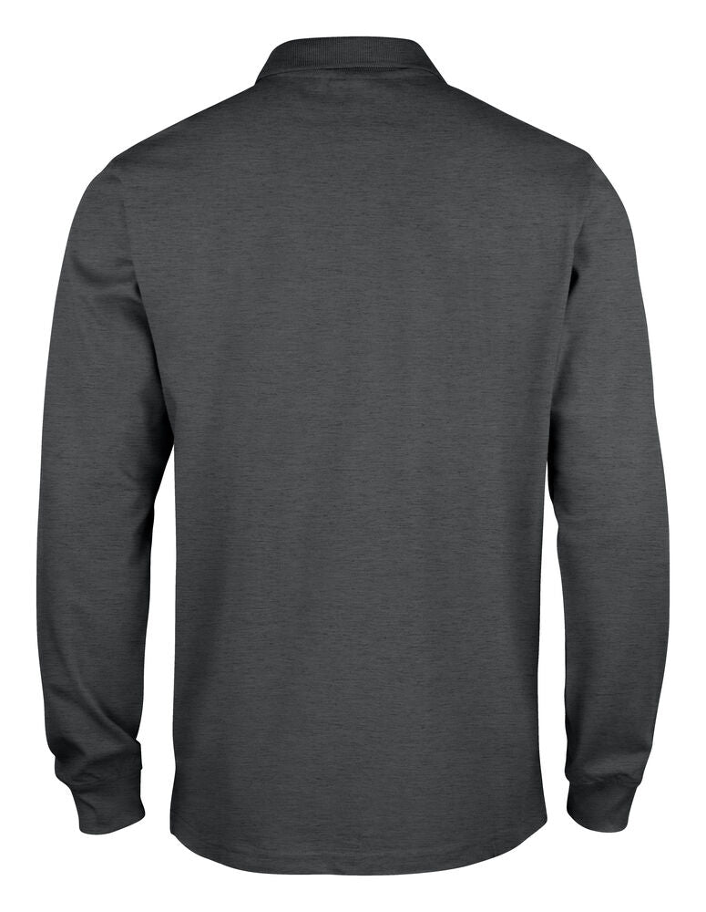 Clique Classic Lincoln L/S Polo Heren antraciet melange achterkant