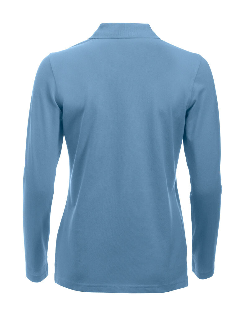 Clique Classic Marion L/S Polo Dames lichtblauw achterkant