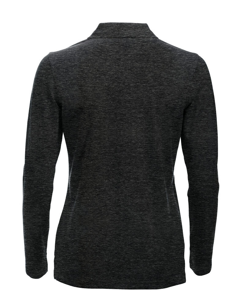 Clique Classic Marion L/S Polo Dames antraciet melange achterkant