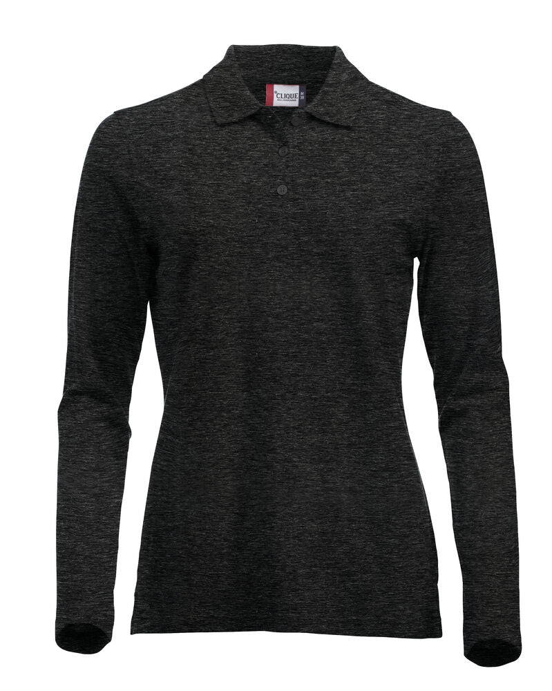 Clique Classic Marion L/S Polo Dames antraciet melange