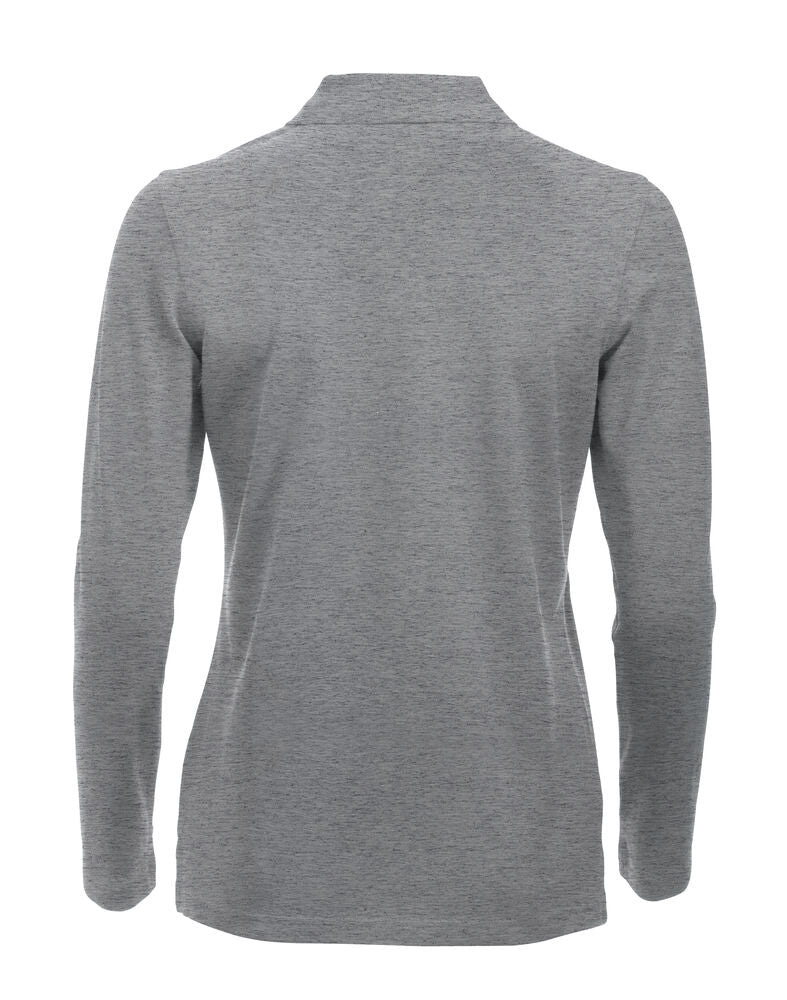 Clique Classic Marion L/S Polo Dames grijsmelange achterkant
