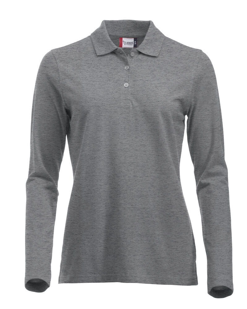 Clique Classic Marion L/S Polo Dames grijsmelange