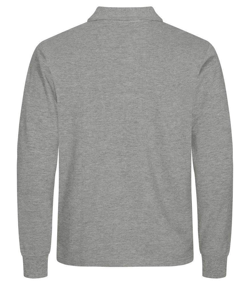 Clique Manhattan L/S Polo Heren grijsmelange achterkant