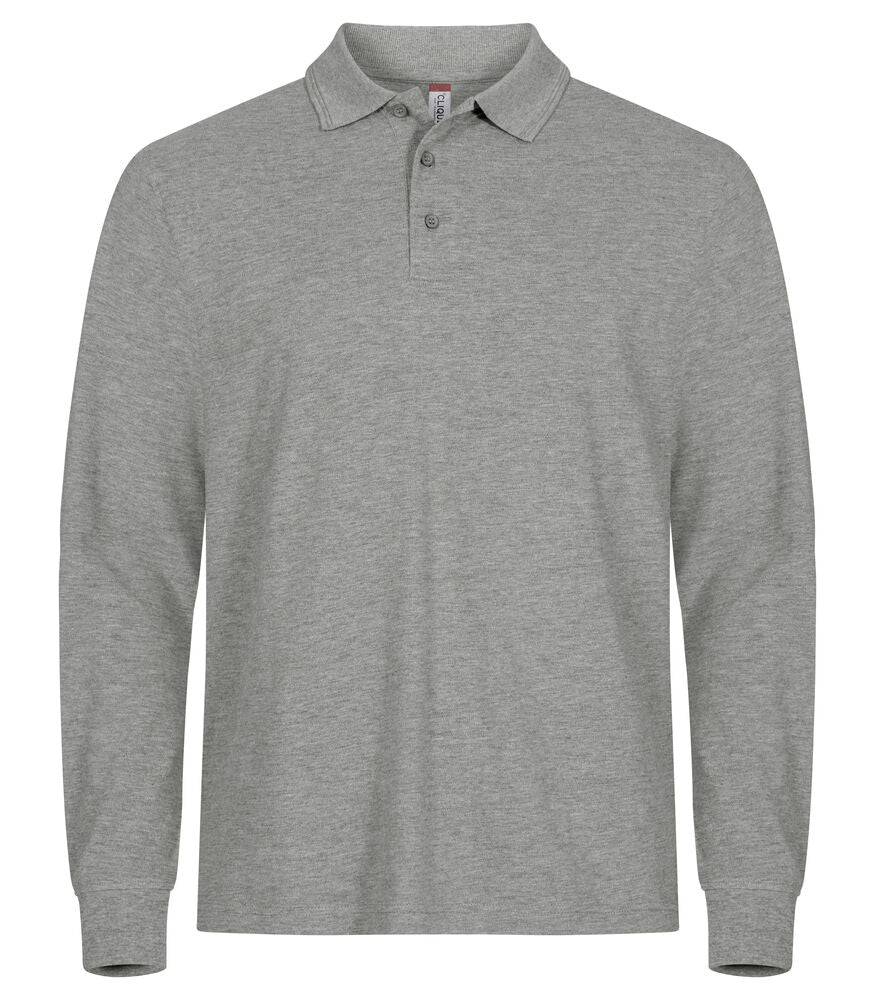 Clique Manhattan L/S Polo Heren grijsmelange