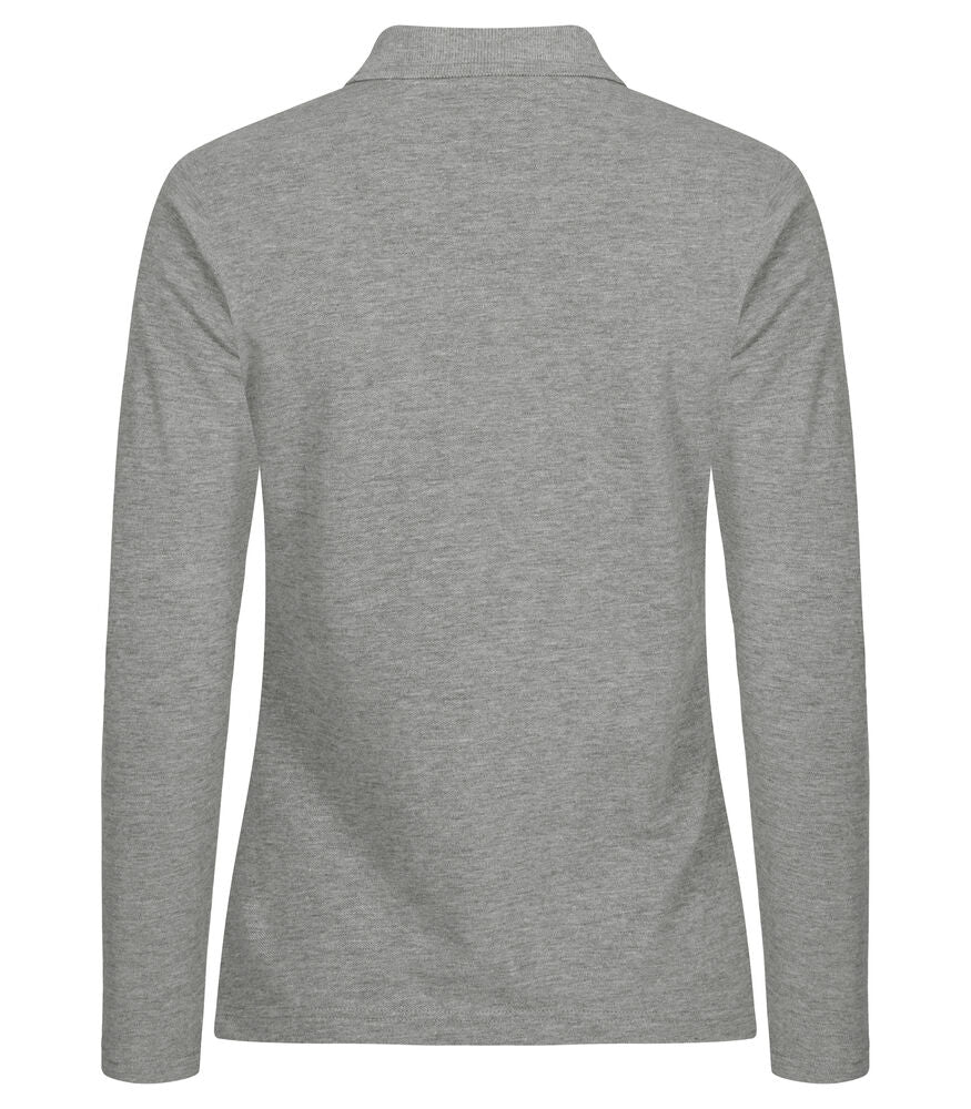 Clique Manhattan L/S Polo Dames grijsmelange achterkant