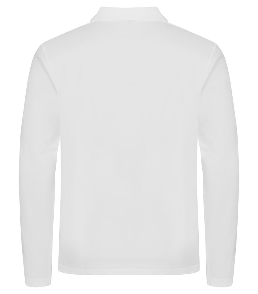 Clique Stretch Premium Polo L/S Heren wit achterkant