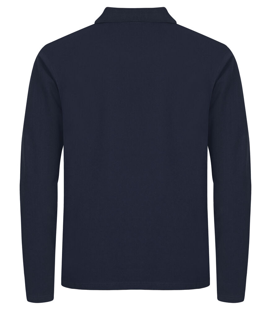 Clique Stretch Premium Polo L/S Heren dark navy achterkant