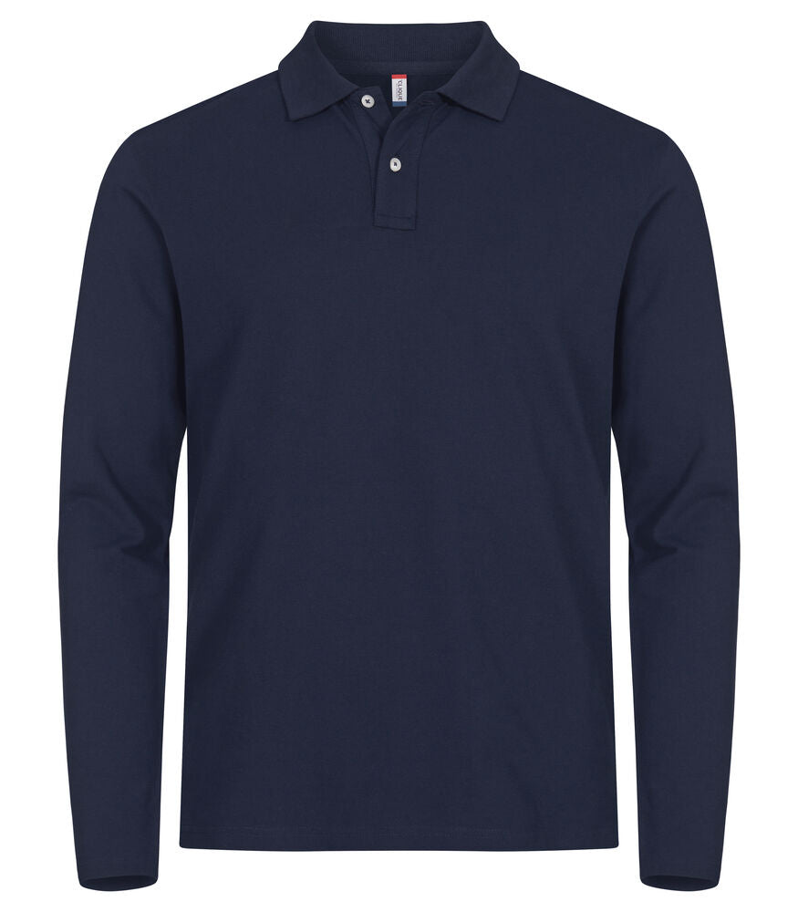 Clique Stretch Premium Polo L/S Heren dark navy