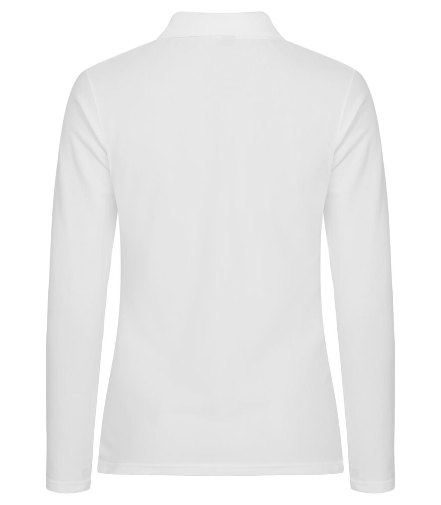 Clique Stretch Premium Polo L/S Dames wit achterkant