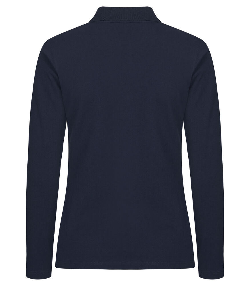 Clique Stretch Premium Polo L/S Dames dark navy achterkant