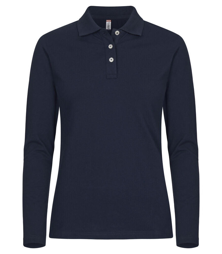 Clique Stretch Premium Polo L/S Dames dark navy