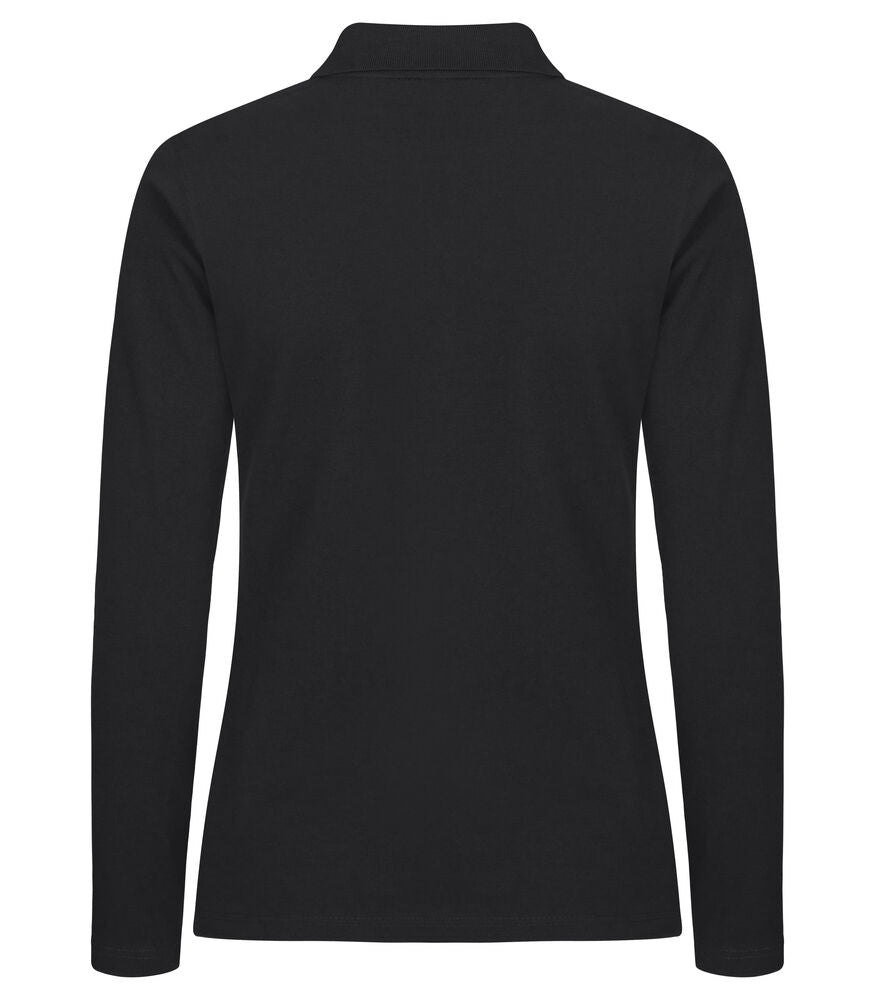 Clique Stretch Premium Polo L/S Dames zwart achterkant
