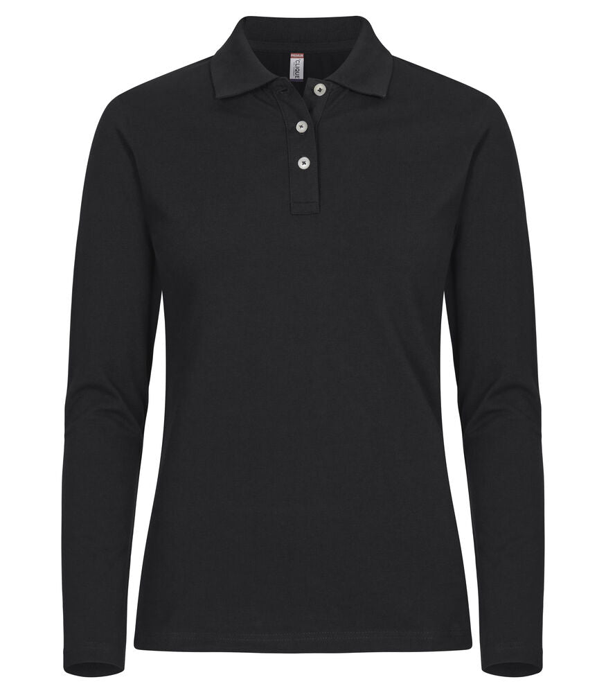 Clique Stretch Premium Polo L/S Dames zwart