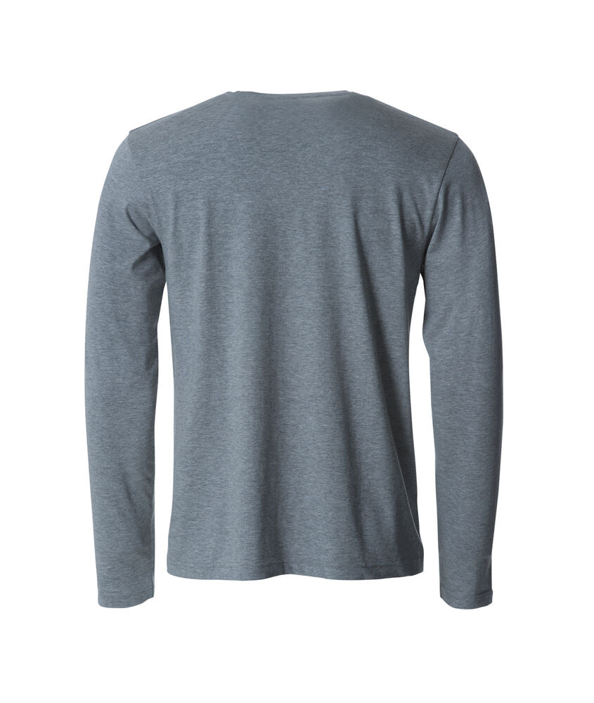 Clique Basic-T L/S Heren grijsmelange achterkant