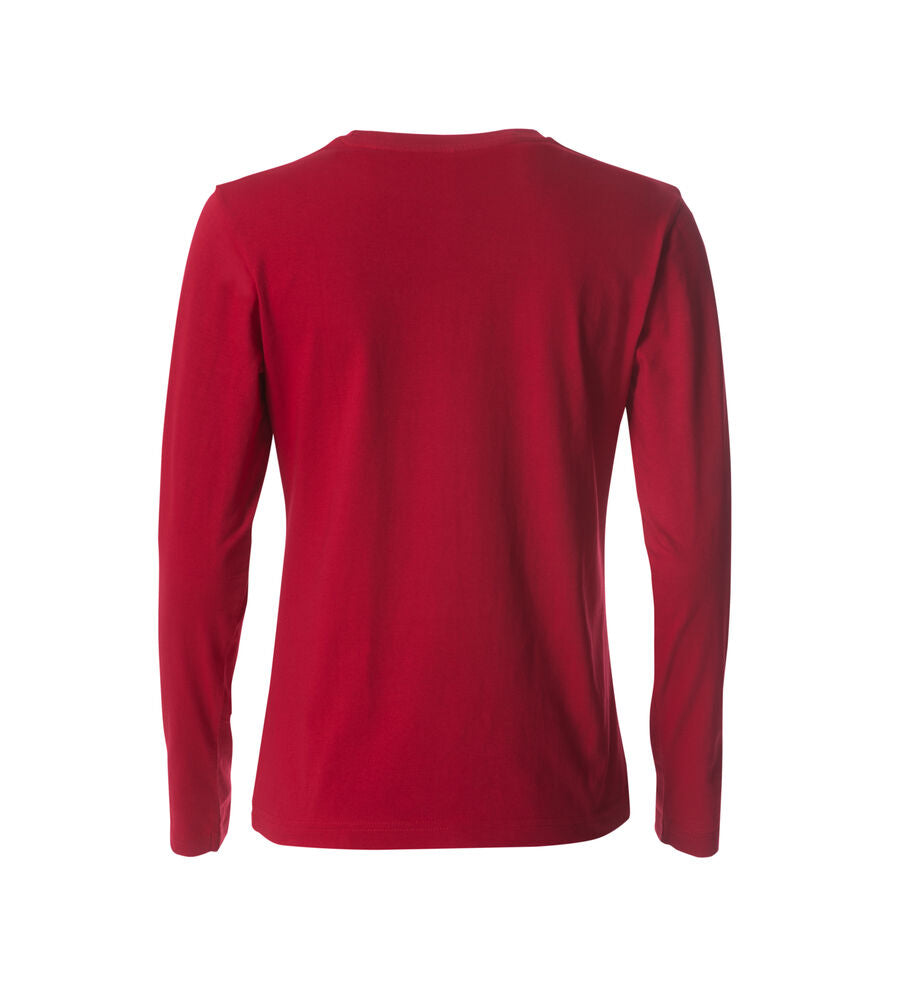 Clique Basic-T L/S Dames rood achterkant