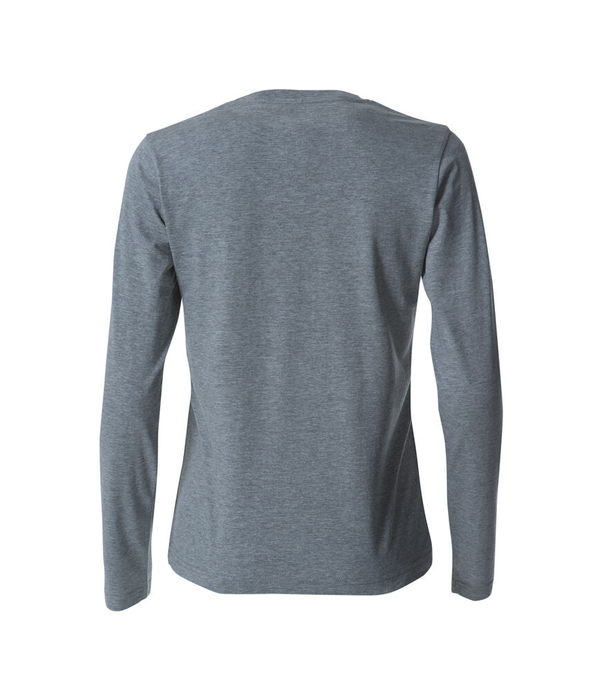 Clique Basic-T L/S Dames grijsmelange achterkant