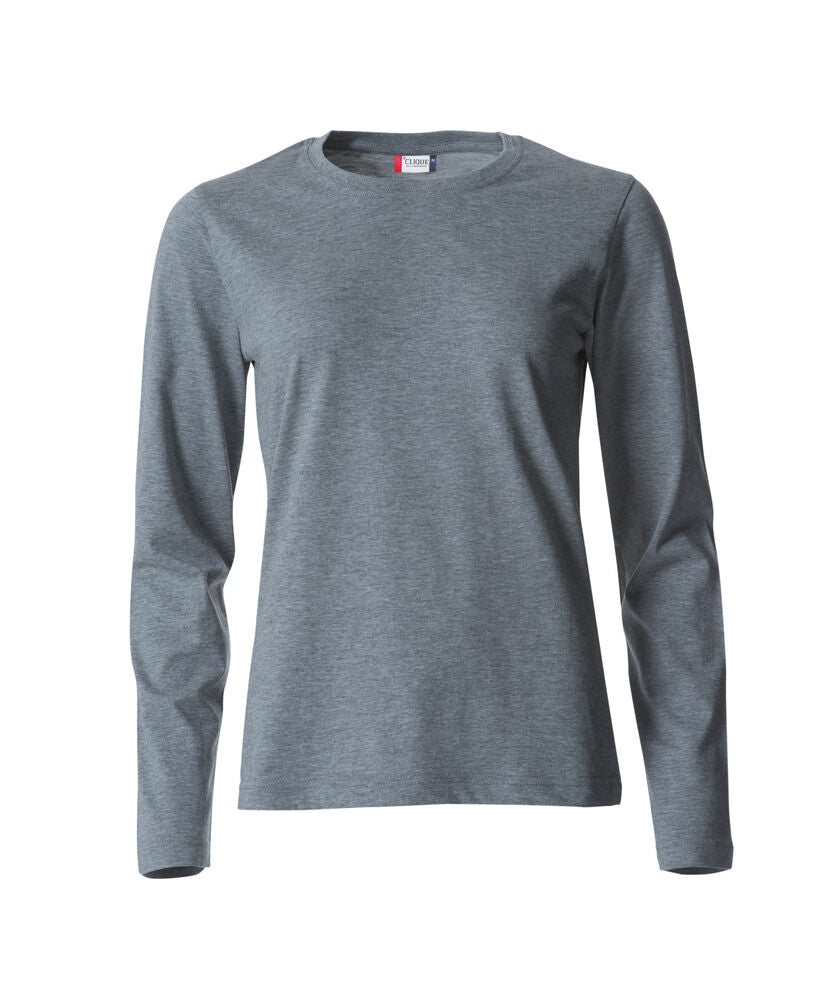 Clique Basic-T L/S Dames grijsmelange