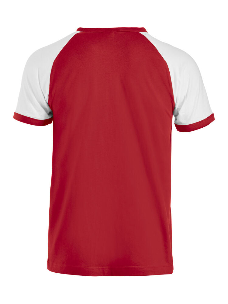 Clique Raglan Tee rood/wit achterkant