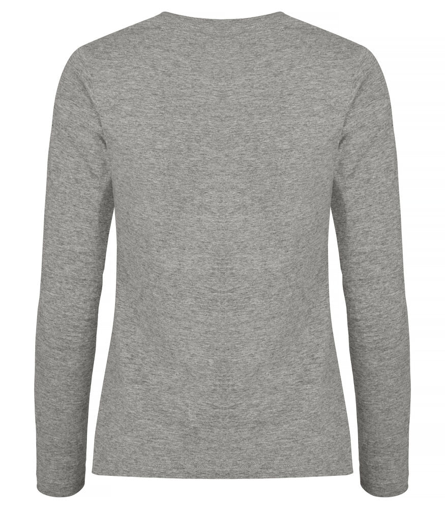 Clique Premium Fashion-T LS Dames grijsmelange achterkant