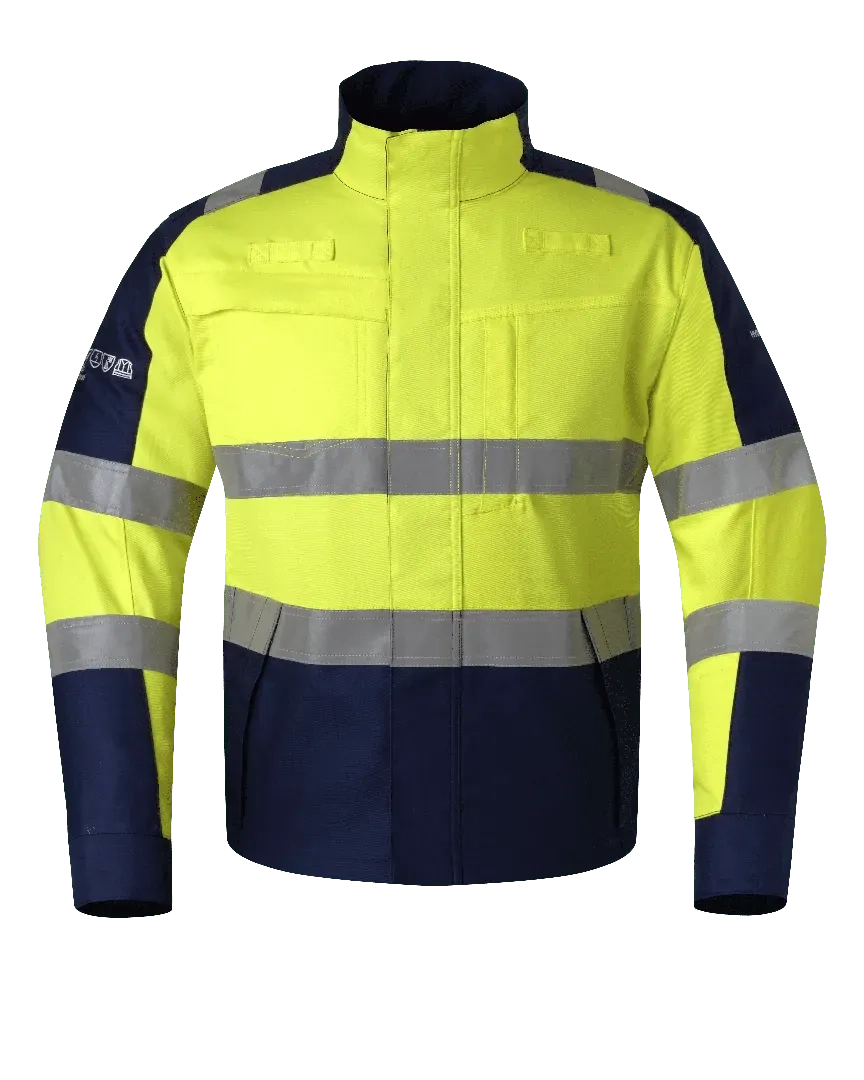 Werkjas Jeddah Multistretch - Marine - Fluor Geel