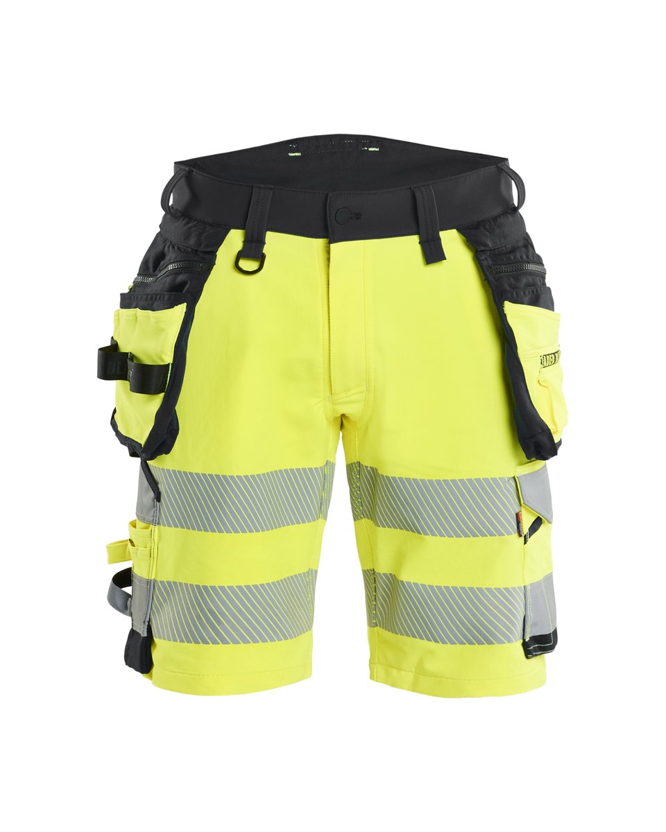Blåkläder 1120 High Vis Short 4-weg stretch met afneembare gereedschapzakken - High Vis Geel/Zwart