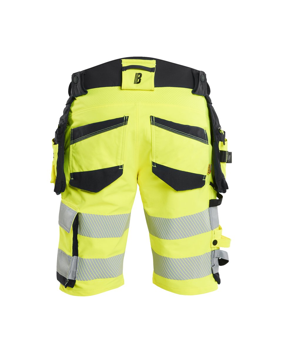 Blåkläder 1120 High Vis Short 4-weg stretch met afneembare gereedschapzakken - High Vis Geel/Zwart