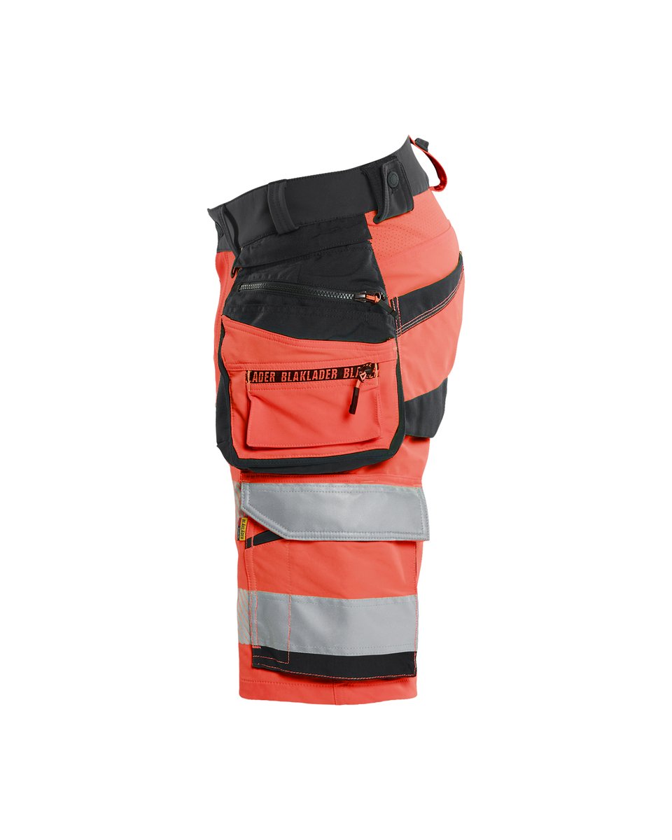 Blåkläder 1120 High Vis Short 4-weg stretch met afneembare gereedschapzakken - High Vis Rood/Zwart