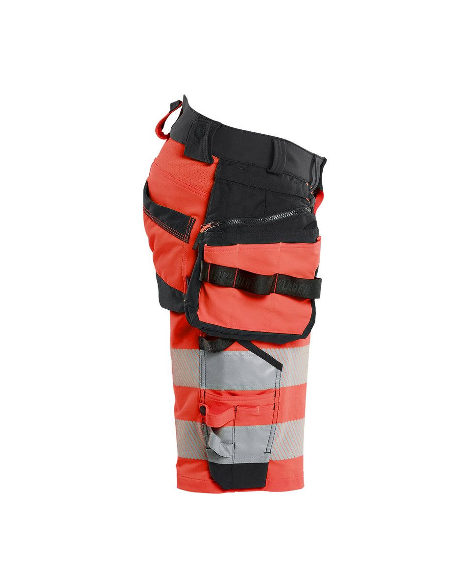 Blåkläder 1120 High Vis Short 4-weg stretch met afneembare gereedschapzakken - High Vis Rood/Zwart