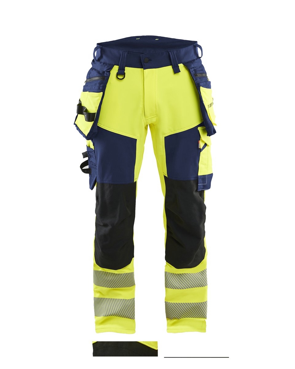 Blåkläder 1122 High Vis werkbroek 4-weg stretch met afneembare gereedschapszakken - High Vis Geel/Marineblauw