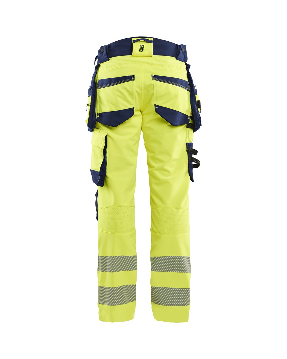 Blåkläder 1122 High Vis werkbroek 4-weg stretch met afneembare gereedschapszakken - High Vis Geel/Marineblauw
