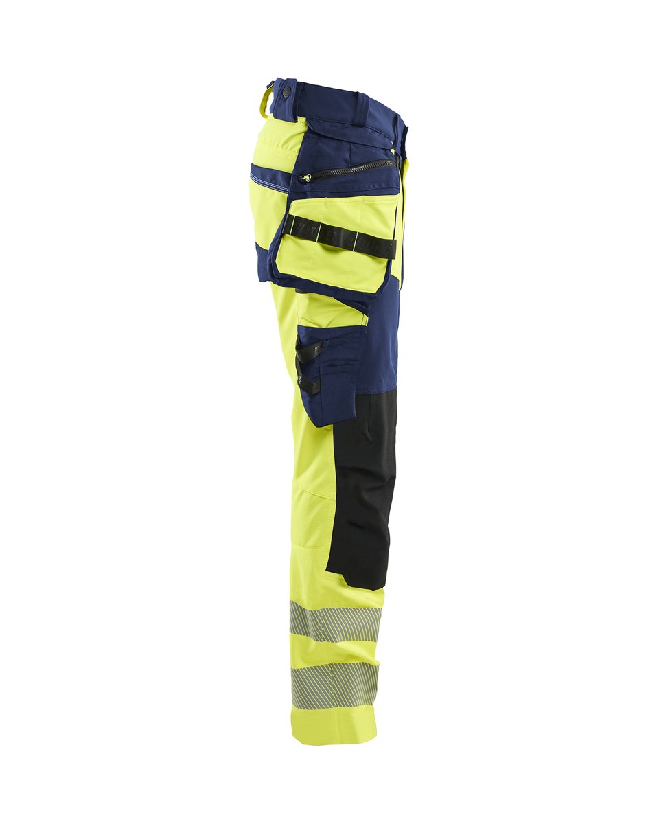 Blåkläder 1122 High Vis werkbroek 4-weg stretch met afneembare gereedschapszakken - High Vis Geel/Marineblauw