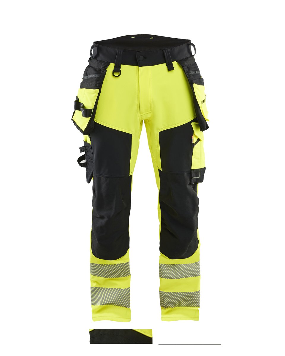 Blåkläder 1122 High Vis werkbroek 4-weg stretch met afneembare gereedschapszakken - High Vis Geel/Zwart