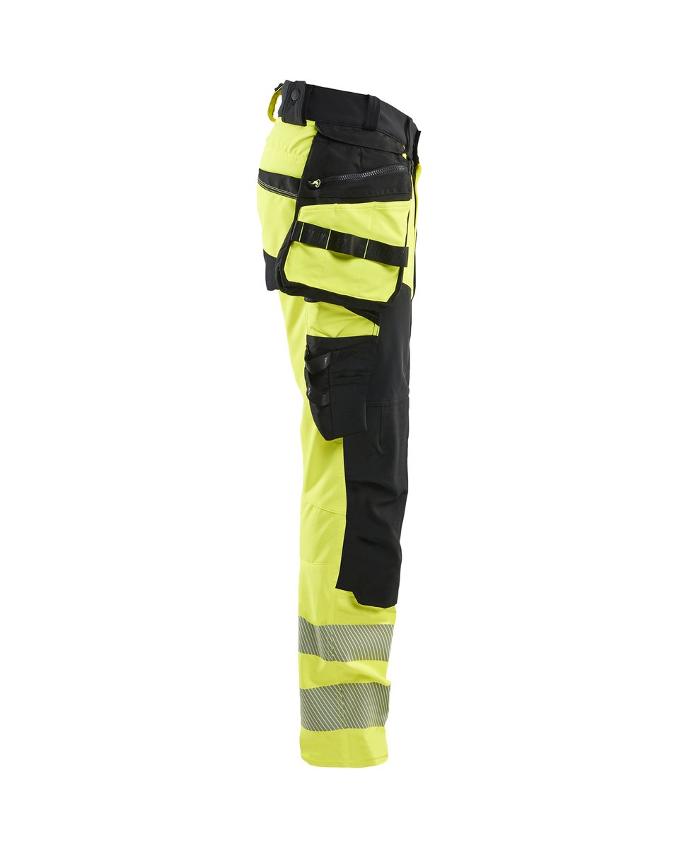 Blåkläder 1122 High Vis werkbroek 4-weg stretch met afneembare gereedschapszakken - High Vis Geel/Zwart