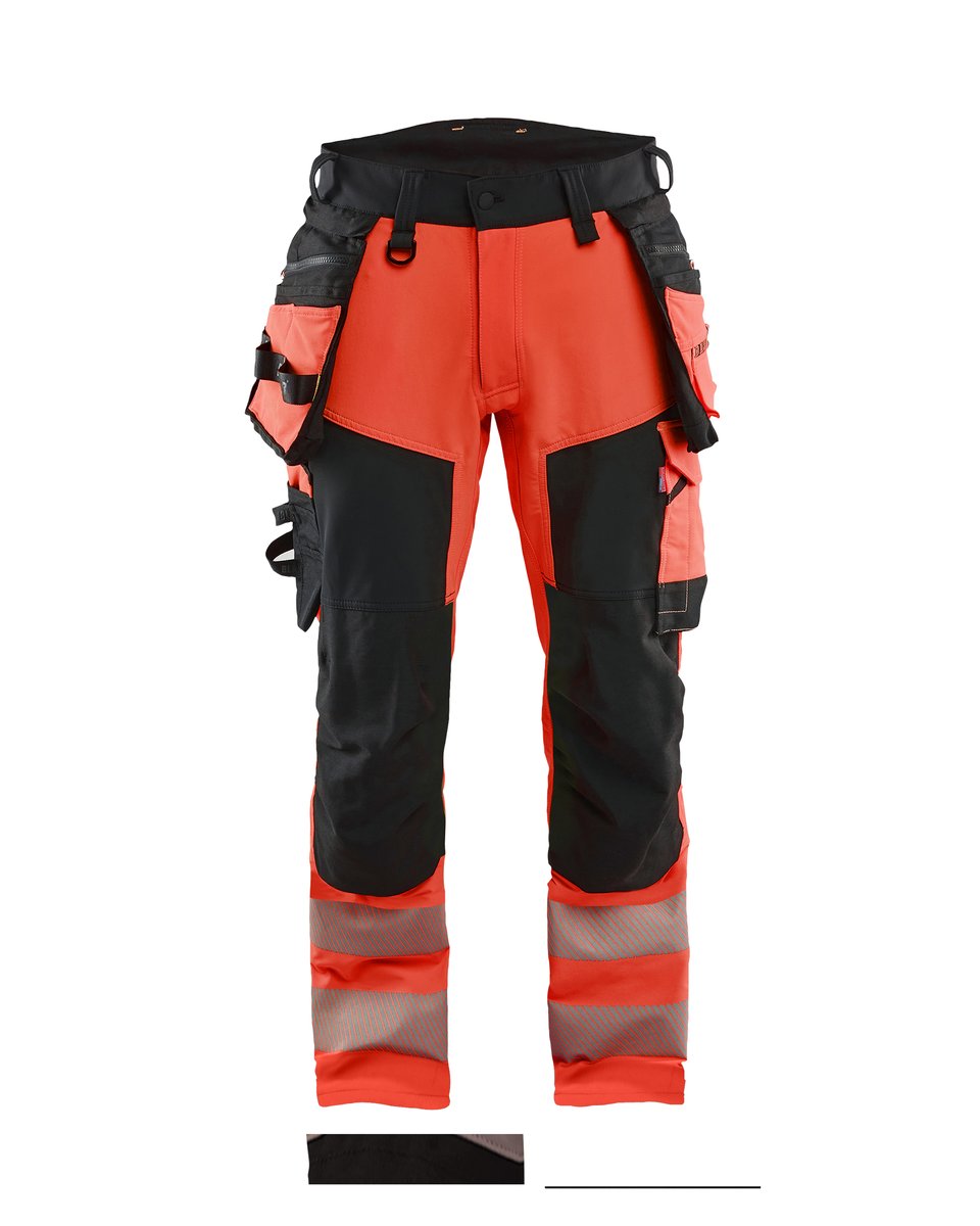 Blåkläder 1122 High Vis werkbroek 4-weg stretch met afneembare gereedschapszakken - High Vis Rood/Zwart
